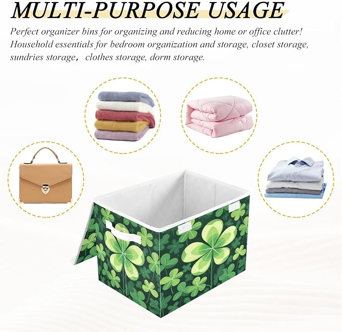 senya Large Storage Bins with Linen Patrick Collapsible Foldable Storage Cubes Fabric Closet Organizer Containers Box with Flip-Top Lid for Home Bedroom Office 16.7 x 12.6 x 11.8in
