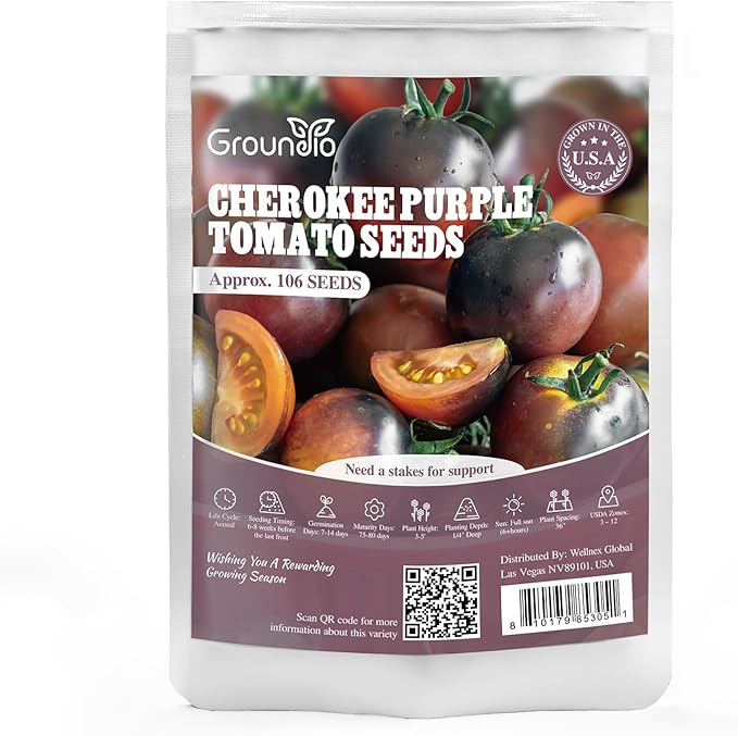 Cherokee Purple Tomato Seeds, Approx 106 Seeds - Non-GMO Heirloom Tomato Vegetable Seeds for Planting Garden Outdoor