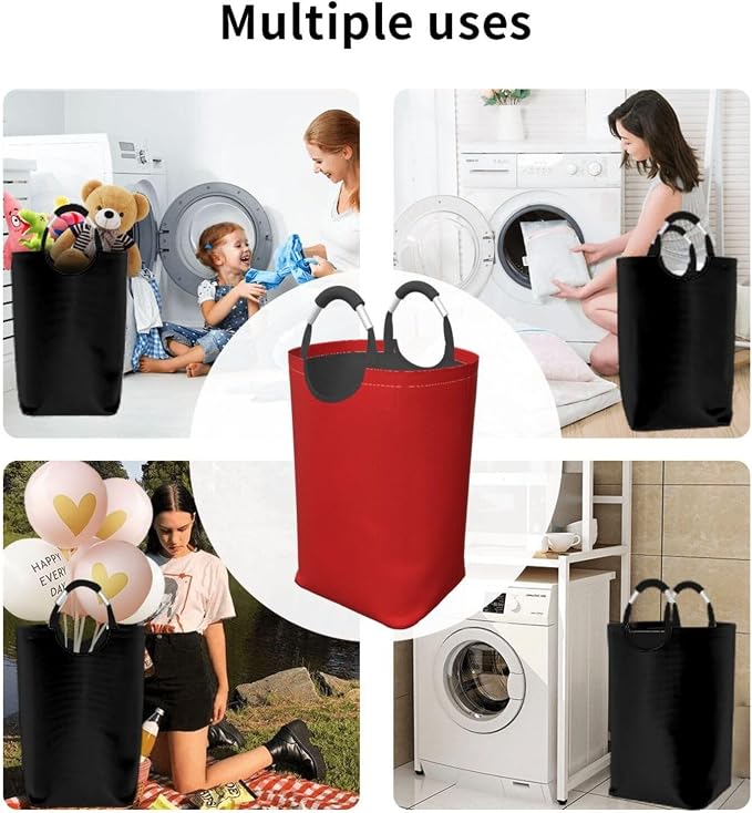 Large Laundry Hamper Bag, Red Trend Colors Collapsible Laundry Basket Dirty Clothes Organizer Washing Bin for Family Essentials Storage