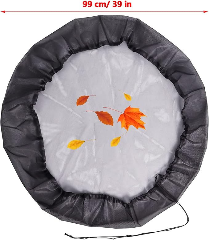 39’’ Mesh Cover for Rain Barrel with Drawstring 2 Pcs Water Collection Buckets Cover Rain Collection Barrels Netting Screen to Keep Leaves and Debris Out