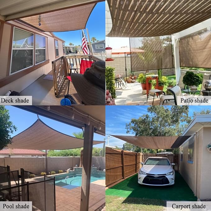 Sun Shade Cloth 8x25 FT, UV Block Outdoor Patio Shade Cover, Permeable and Tear Fade Resistant Rectangle Sunshade Fabric for Backyard, Porch, Pergola, Yard, Deck, Garden, Mocha