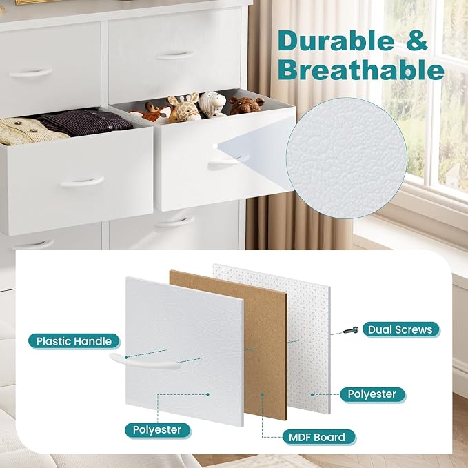 OLIXIS Dresser for Bedroom, 8 Storage Drawers, Tall Fabric Tower Organizer