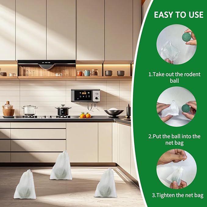 24 Pack Rodent Repellent Pouches - Peppermint Oil Mouse Repellent for Indoor and Outdoor Use - Natural Deterrent for Mice,Rats,Squirrels&Roaches-Pet&Family Safe, Long Lasting for Car,RV,Garage&Garden