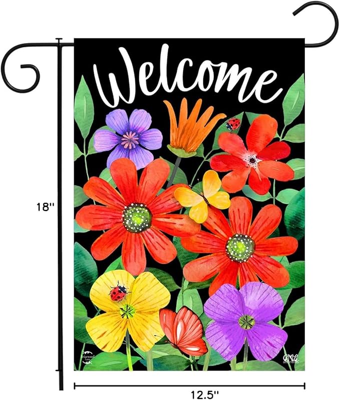 Whimsy Flowers Spring Garden Flag 12.5" x 18" Briarwood Lane