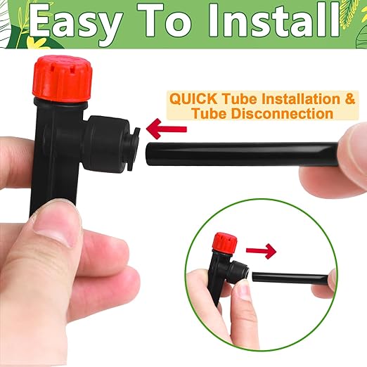 Push-to-Fit Drip Irrigation Emitters for 1/4" Drip Irrigation Tubing, 30 Pieces Adjustable 360 Degree Water Flow Drippers Sprayer on Stake 360° Full Circle Multi-Stream Irrigation Drippers
