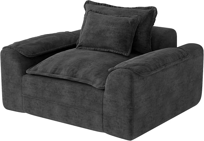 Hobestluk Oversized Cloud Single Sofa, Deep Seat, Memory Foam, Dark Grey