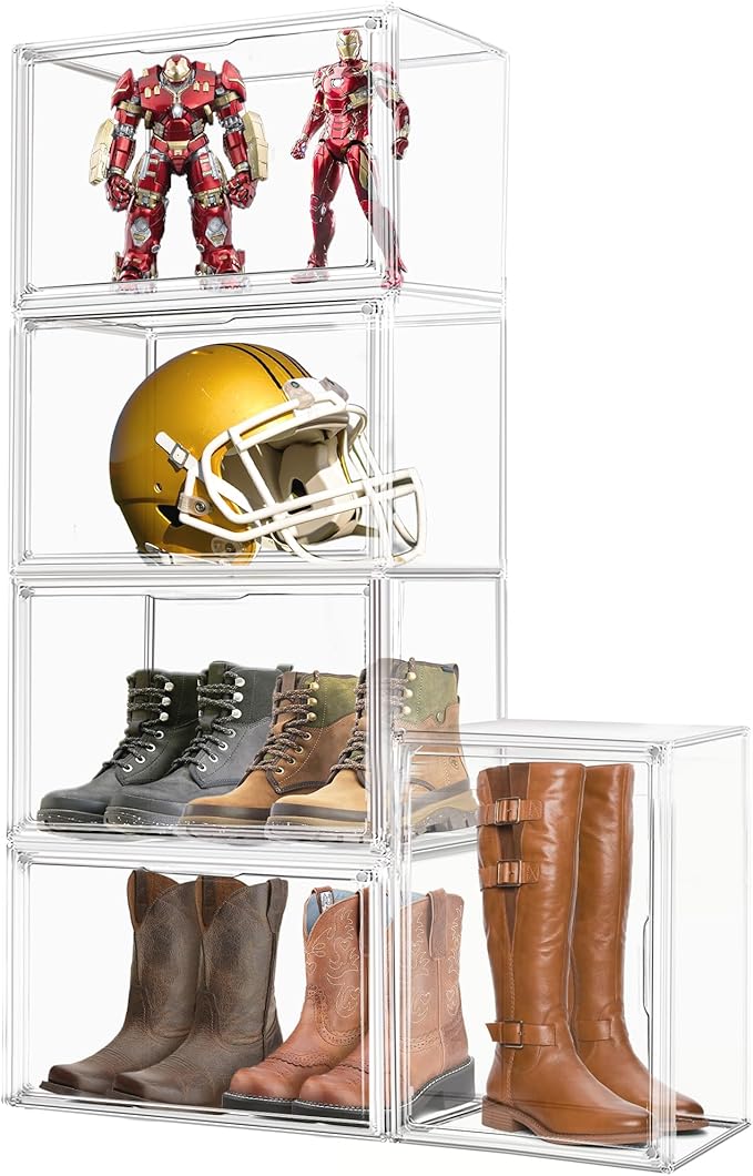 17.7'' XXX-Large Shoe Acrylic Display Case for Cowboy Boots,Helmets,Handbag