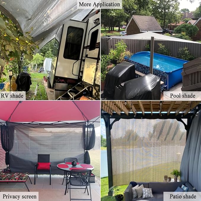 90% Sun Shade Cloth, 6x15 FT Pergola Shade Patio Cover, UV-Resistant, Breathable Sunshade Screen Fabric for Outdoor, Camping, RV, Garden, Deck, Porch, Backyard (Gray)