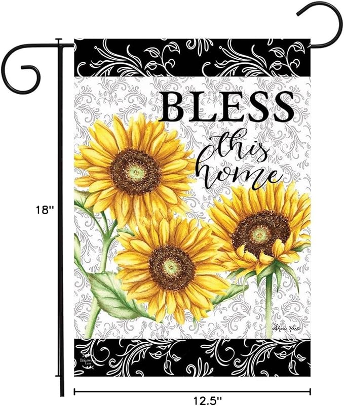 Bless This Home Sunflowers Summer Garden Flag Floral 12.5" x 18" Briarwood Lane