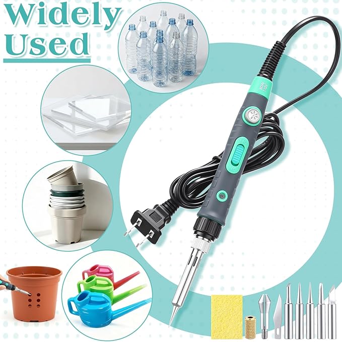 Lounsweer Plant Pot Perforator Electric Hot Knife Plastic Flower Pot Drilling Foam Cutter Tool with 7 Drill Bits for Plastic Flowerpot Drainage Hole DIY Hand Planting Tools Garden Plants