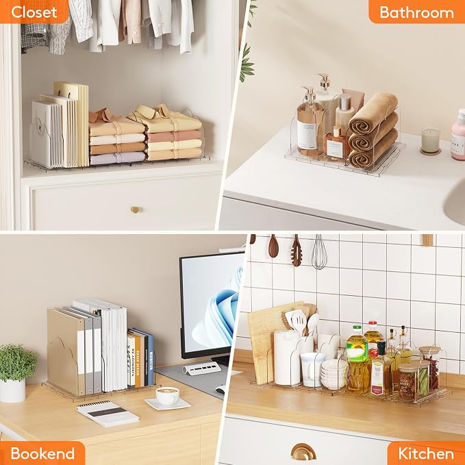 Lifewit Purse Organizer for Closet, Adjustable Clear Handbag Shelf Dividers