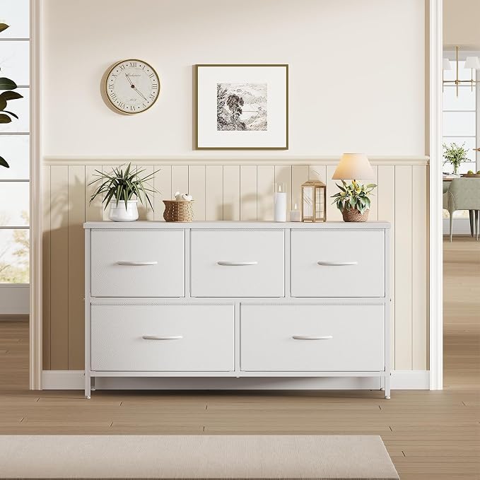 OLIXIS White Dresser for Bedroom, Wide Chest of Drawers for Clothes Storage