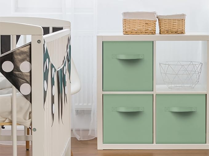 Sorbus Fabric Storage Cubes, 6-Pack Foldable Bins (11 Inch, Sage Green)