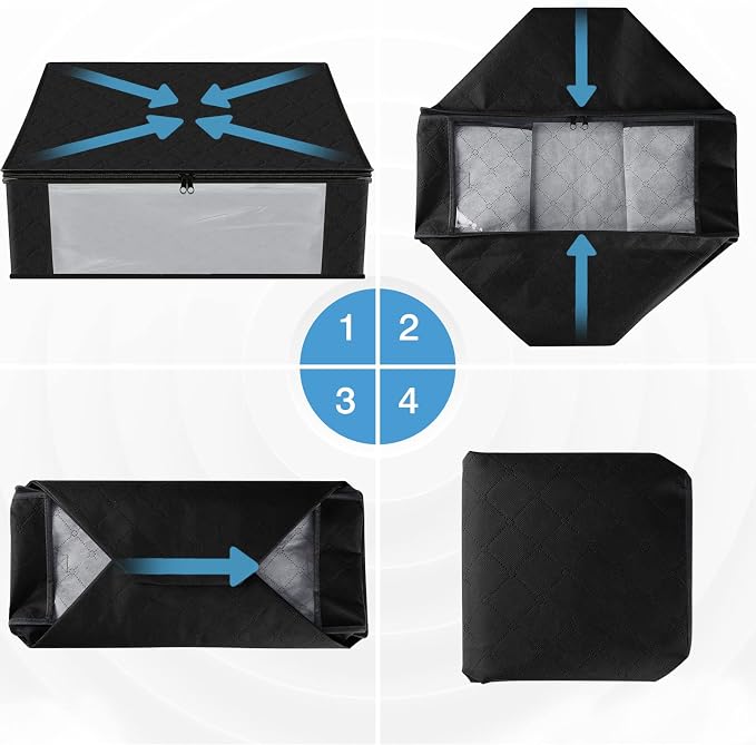 HomeHacks 10-Pack Clothes Organizer Storage Bags, 35L Storage Bins, Black
