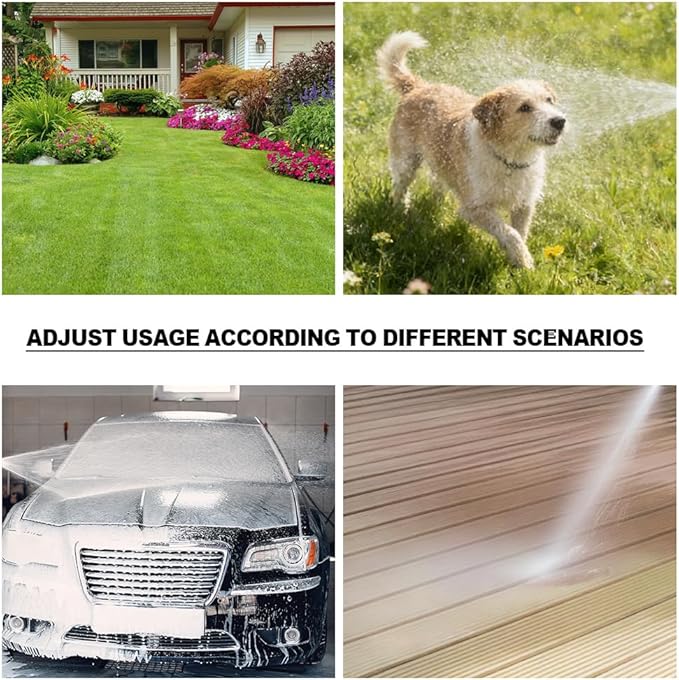 High Pressure Garden Hose Nozzle with Soap Dispenser, Heavy Duty Foam Gun Car Wash Sprayer, Adjustable Nozzle for Gardening, Solar Panel Cleaning, Pet Showering (Silver)