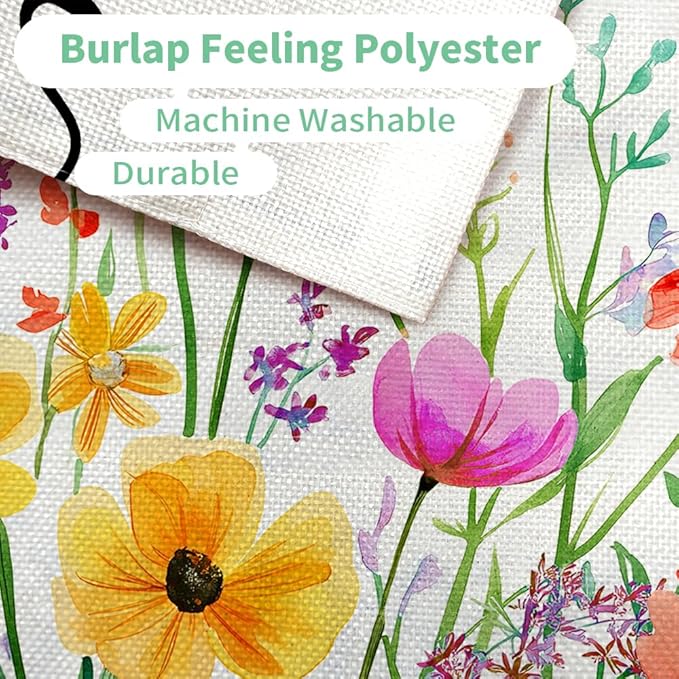 CROWNED BEAUTY Spring Garden Flag Wildflowers Floral Double Sided 12x18 Inches Small Burlap Welcome Holiday Seasonal Yard Decoration for Outside Porch CF1761-12