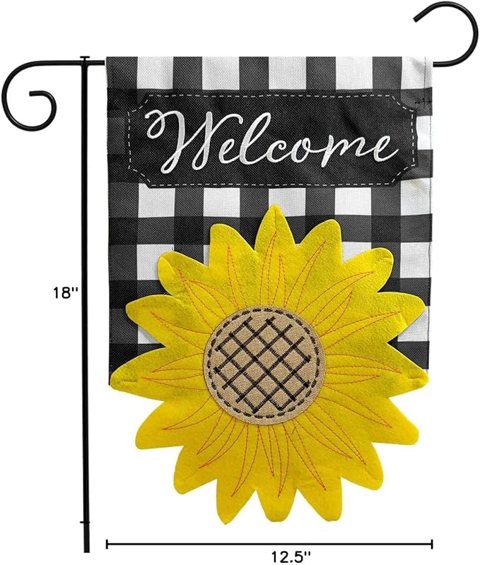 Sculpted Sunflower Summer Burlap Garden Flag Welcome 12.5" x 18" Briarwood Lane