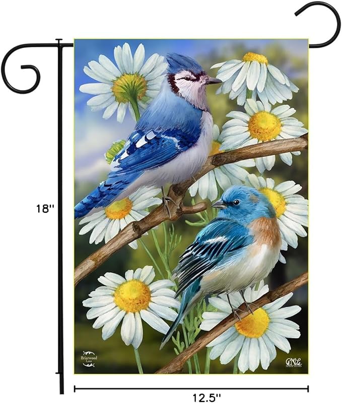 Birds and Daisies Spring Garden Flag 18" x 12.5" Briarwood Lane