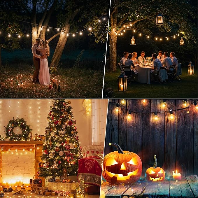 GvvooHome 50 Pack G40 LED Replacement Bulbs, Shatterproof 1 Watt E12 LED Bulb for Outdoor Patio Garden Vintage String Lights, 2200K Warm White, Dimmable