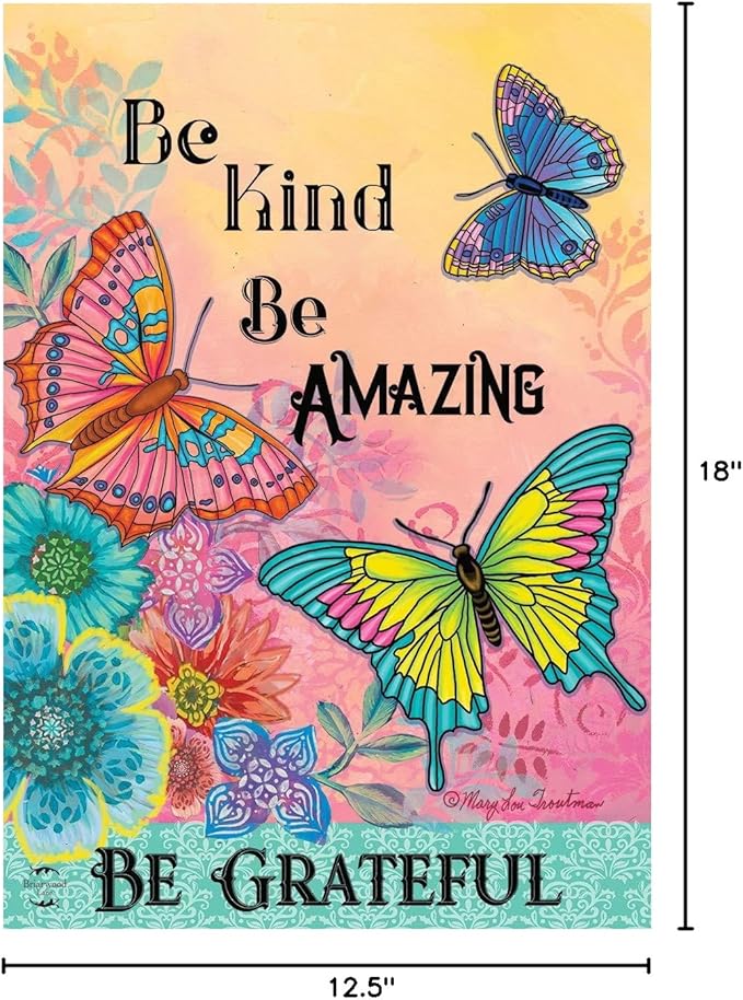Briarwood Lane Be Grateful Butterflies Spring Garden Flag