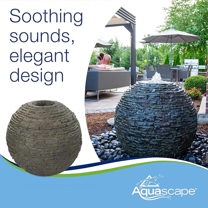 Aquascape Stacked Slate Sphere Fountain, 18 inch Dia (46 cm), 78358