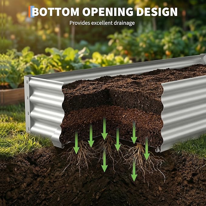 Raised Garden Bed, 6x1.5x1ft(2 Pack) Galvanized Raised Garden Beds Outdoor Planter Boxes Metal Patio Kit Planting Bed for Vegetables Flowers, Suitable for Backyard