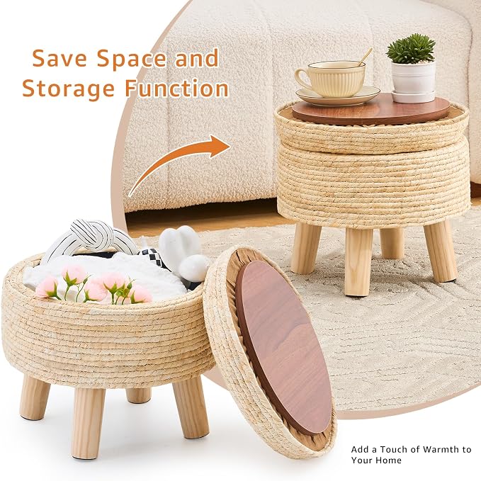 Cpintltr Storage Ottoman Poufs Handwoven Foot Stool