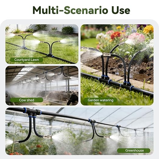 100Ft 1/2" Tubing High-Flow Drip Irrigation System, 360° Adjustable Garden Watering System with 30 Nozzles, Dual-Side Watering Kit for Raised Beds, Greenhouses & Efficient Plant Irrigation