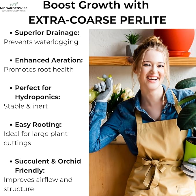 GARDENWISE Perlite for Plants, Extra Coarse Grade 4 Horticultural Perlite, Organic Perlite for Gardening Indoor & Outdoor, Made in USA (3 quarts)
