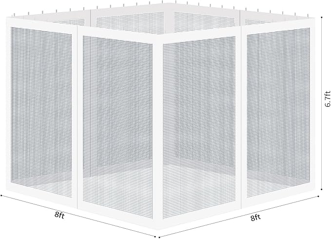 Gazebo Universal Replacement Mosquito Netting, 8' x 8' Outdoor Mesh Netting Screen 4-Panel Sidewall with Zipper for Patio Canopy Garden Porch Pergolas and Backyard, White(Mosquito Net Only)