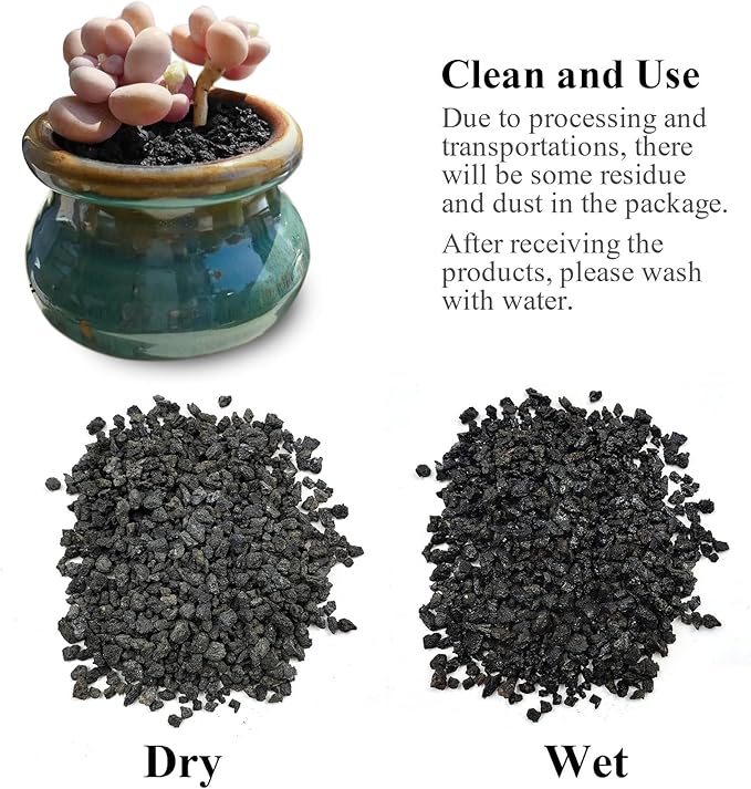 FANTIAN 2 lbs Small Black Lava Rocks for Plants,1/4 Inch Crush Volcanic Rock Pumice Soil Additive for Succulent Aquarium Cactus Bonsai Fire Pits and Garden Landscaping