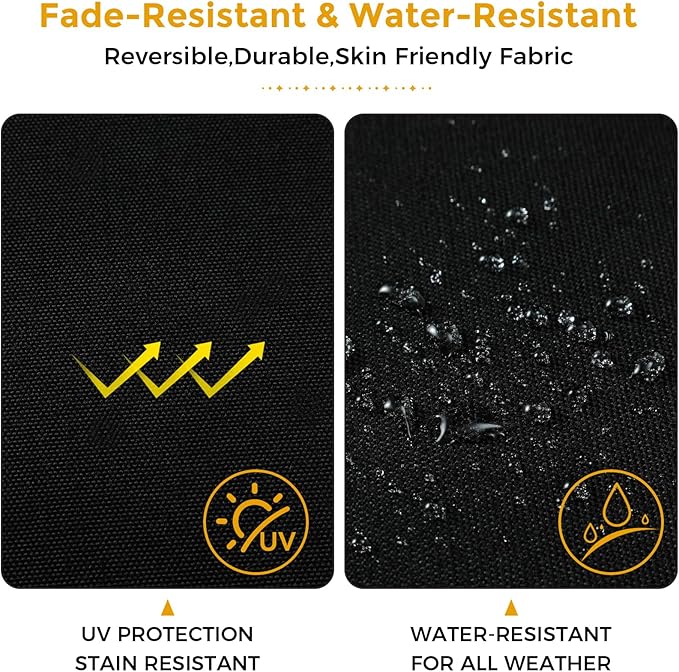 FUNHOME Outdoor Chair Cushions 19 x19 Inch,Water Resistant Tufted Seat Cushions 19",Reversible,Weather Resistant,Rounded Back Wicker Chair Cushion for Patio Garden Furniture(Black)