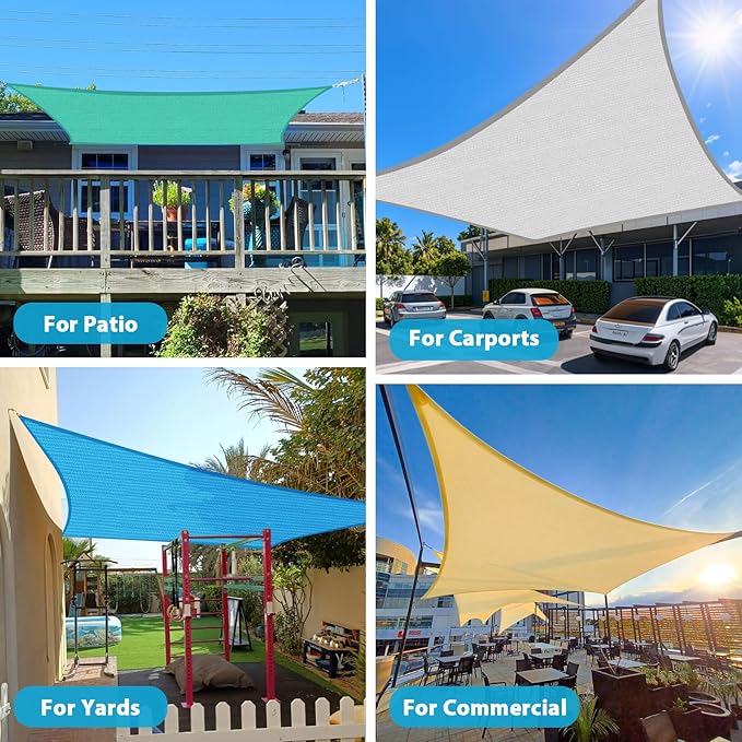 Amagenix Sun Shade Sail 10'X25' Curved Edge Outdoor Shade Canopy Cream Breathable 95% UV Block Shade Cloth for Patio Garden Backyard (We Make Custom Size)