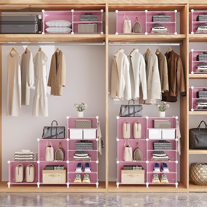 AWTATOS Closet Organizer 8 Cube Storage Shelves, Pink