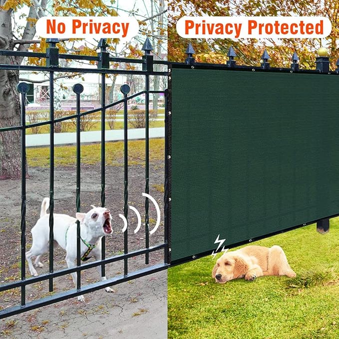 iCover 6x25ft Privacy Screen Fence, Outdoor Fencing Panels, Garden Windscreen Mesh Shade Sail Net Barrier, Include Reinforced Bindings and Brass Grommets Cable Zip Ties, Green