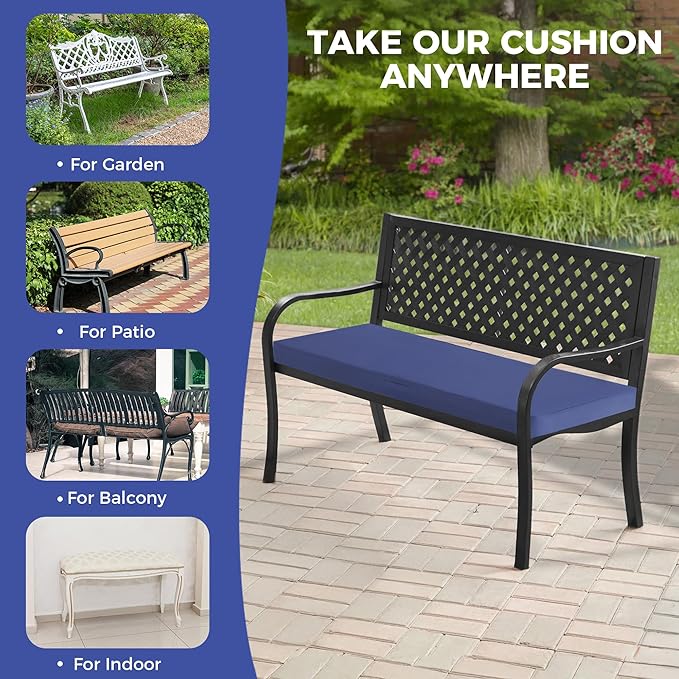 IPYNBAP Outdoor Bench Cushions for Outdoor Furniture, 45x18x3 Inch, Waterproof Bench Pillow, Fade Resistant Long Bench Seat Pads for Garden, Indoor, Porch Swing, Navy Blue