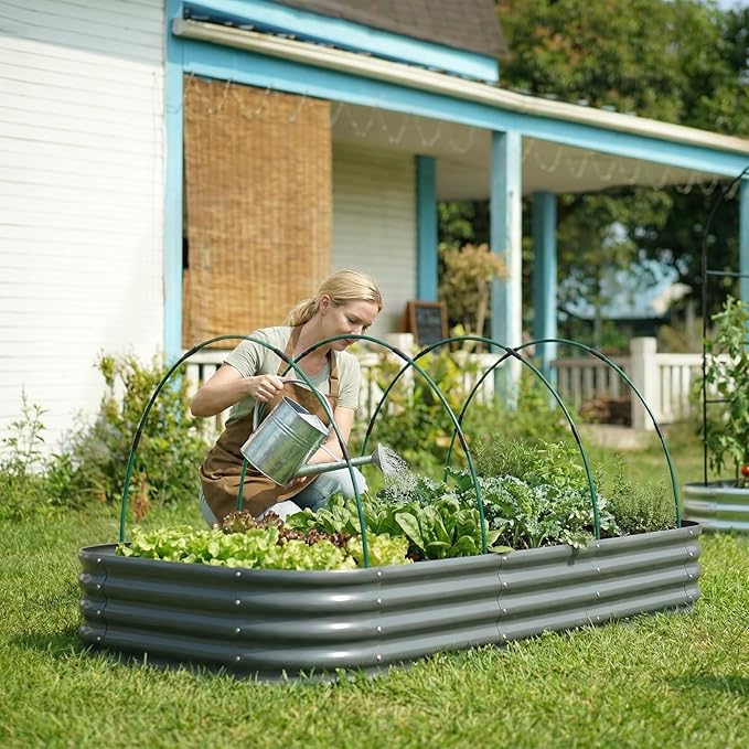 30Pcs Garden Hoops for Raised Beds, 6Sets Greenhouse Hoops Grow Tunnel, Rust-Free Fiberglass Support Hoops Frame for Netting Shade Cloth Cover, DIY Plant Support Garden Stakes