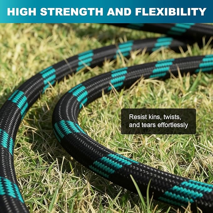 Garden Hose 30FT Non-Expandable Ultra Lightweight Water Hose & Super Flexible Hose with 10-Pattern Hose Nozzle High-Strength Special Cloth Cover with 3/4" Brass fitting for Lawn, Yard, Car Washing
