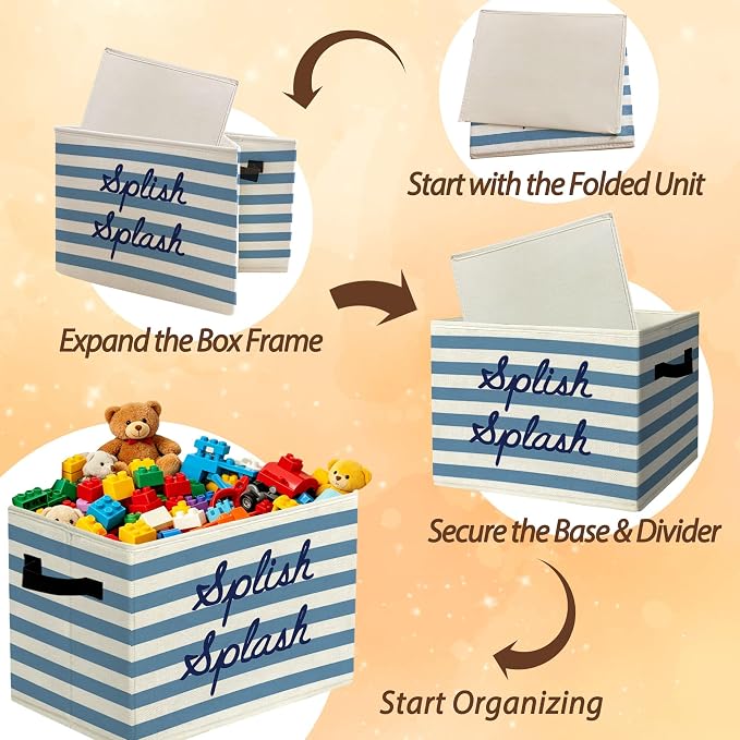 Boho Bath Time Affirmation Storage Bins Box with Handles Organizer Basket