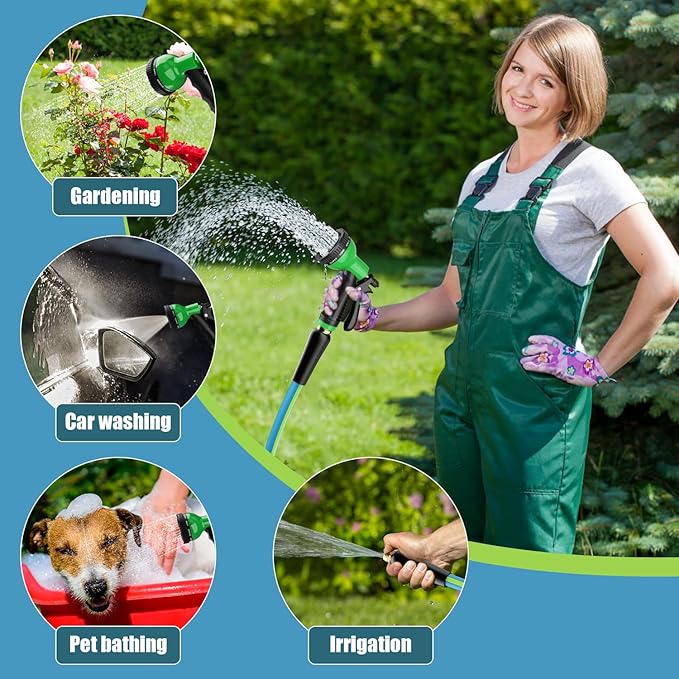 Heavy Duty Garden Hose 5/8" 75FT: Flexible Rubber Water Hose - Leakproof Hose Male to Female Fittings - Durable Hose for Yard, Lawn, Car Wash, Outdoor, Watering, Green