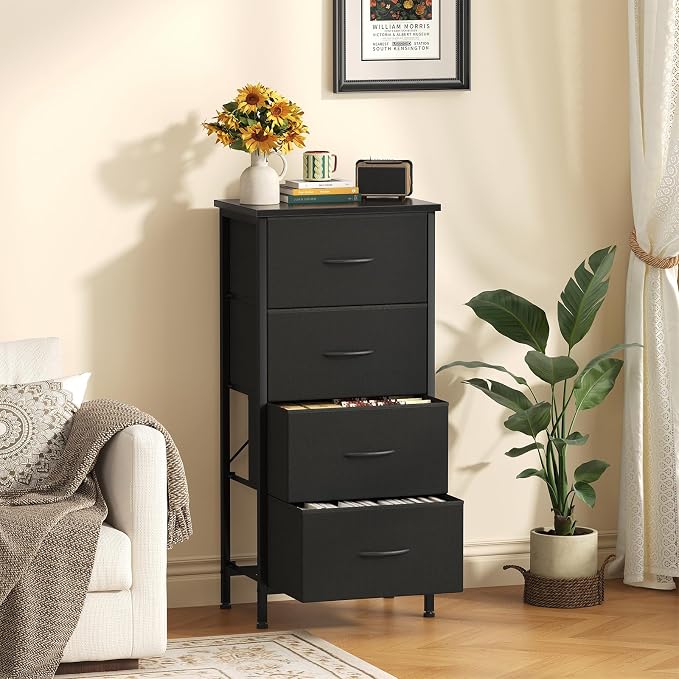 Sweetcrispy Dresser for Bedroom, 4 Drawer Storage Cabinet, Tall Nightstand