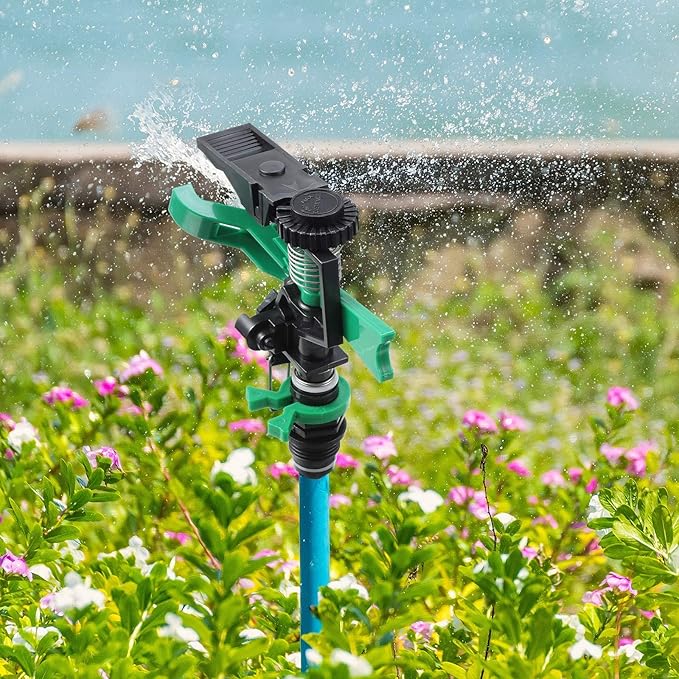 Honoson 1/2 Inch Plastic Impact Sprinklers Heads Adjustable 0-360 Degree Pulsating Oscillating Watering Sprinkler Head for Garden Law Grass Yard Irrigation Supplies (8 Pcs,Green)