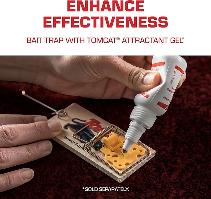 Tomcat Wooden Mouse Traps - Disposable Non-Chemical Mouse Trap for Homes, Garages and Basements, 4 Pack