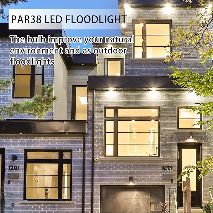 PAR38 LED Outdoor Flood Light Bulbs 4 Pack,Dimmable 20W(200W Equivalent) E26 Base Flood Light Bulbs,2700K Soft White 1800 Lumens LED Flood Light for Outdoor Garden,Garage,Yards