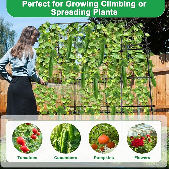 Garden Arch Trellis for Climbing Plants Outdoor, 7ft Extra Tall Metal Walkway Trellis Cucumber Arch Trellis Archway Arbor Tunnel Large Trellis for Climbing Vines Vegetable Grape Garden Raise Bed
