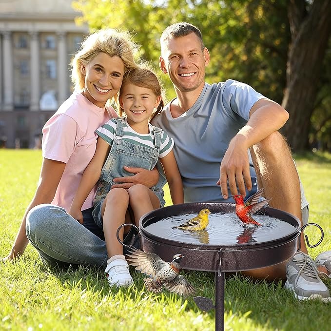 35 in Metal Bird Bath for Outside,12 in Dia Bowl with Upgraded 5-Pronged Base,Freestanding Bird Feeder Stand for Patio,Lawn,Garden