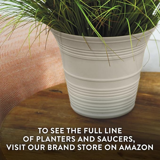 The HC Companies 14 Inch Sedona Round Self Watering Planter Pots, Lightweight UV-Resistant Plastic Indoor & Outdoor Planters, 2-Pack Flower Pots for Garden & Home Decor, Honey