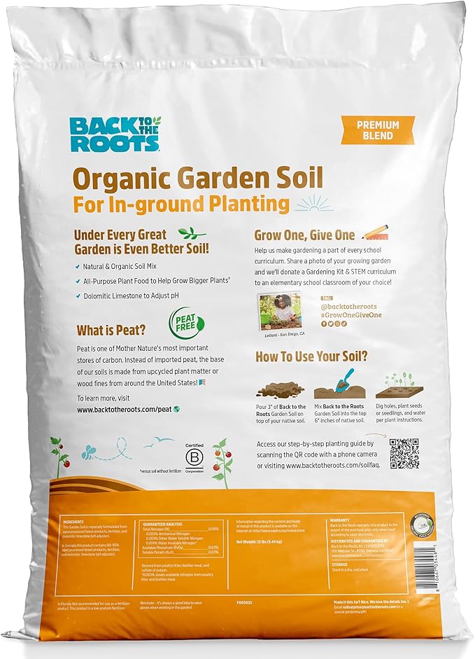 Back to The Roots 100% Organic Garden Soil (60 Cubic ft Bulk Value) | Premium Blend | Made in The USA