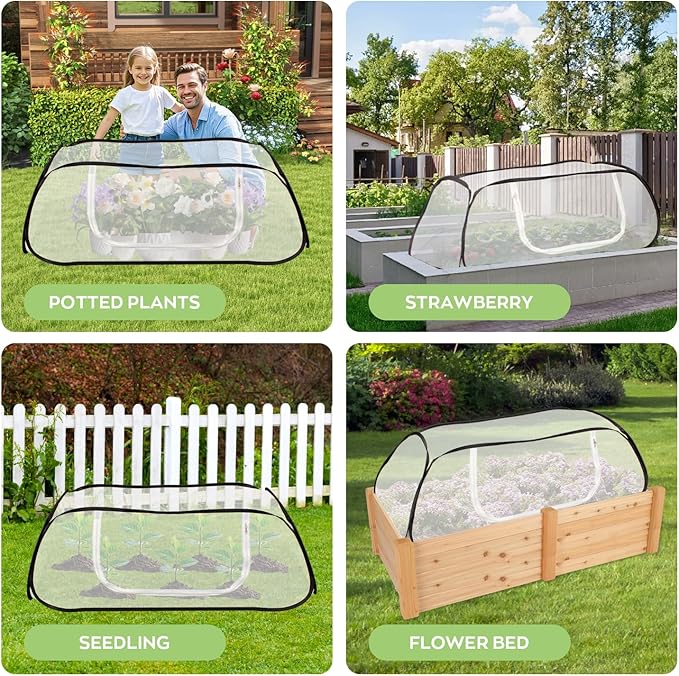 Pop Up Raised Garden Bed Cover -45''x22''x18'' Instant Plant Protection Against Bird, Pests & Squirrel,Plant Net Cover for Raised Bed with Zipper Door for Protecting Vegetable Row