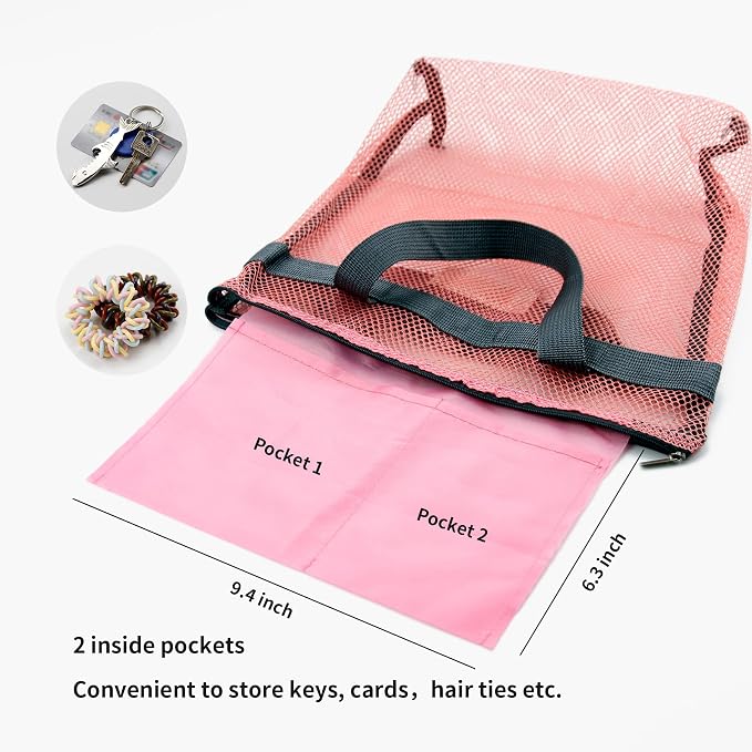 TOPASION Mesh Shower Caddy Bag Portable Hanging Toiletry and Bath Organizer with Zipper for Travel, Gym, Camping, College Dorms, Beach